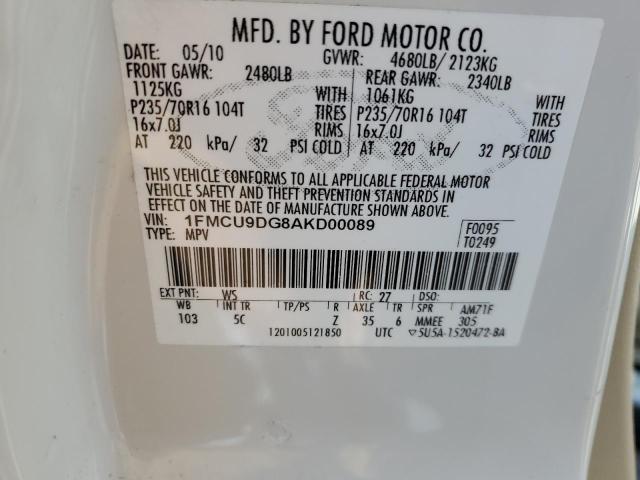 Photo 12 VIN: 1FMCU9DG8AKD00089 - FORD ESCAPE XLT 