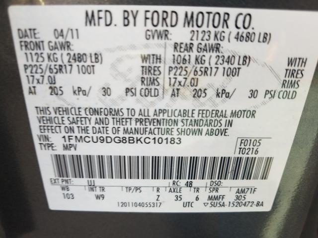 Photo 9 VIN: 1FMCU9DG8BKC10183 - FORD ESCAPE XLT 