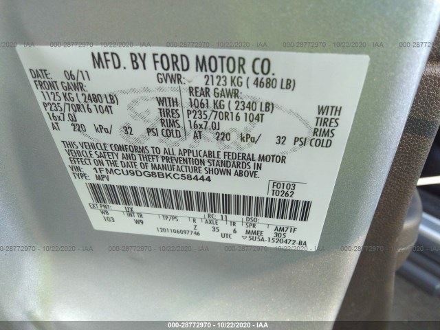 Photo 8 VIN: 1FMCU9DG8BKC58444 - FORD ESCAPE 