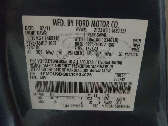 Photo 9 VIN: 1FMCU9DG8CKA34026 - FORD ESCAPE 