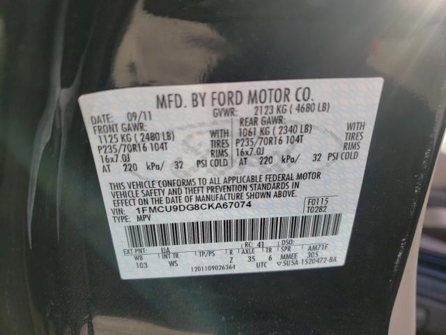 Photo 9 VIN: 1FMCU9DG8CKA67074 - FORD ESCAPE XLT 