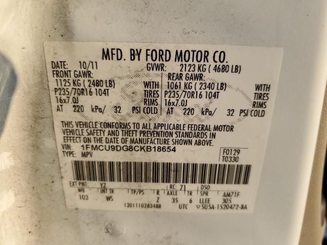 Photo 12 VIN: 1FMCU9DG8CKB18654 - FORD ESCAPE 