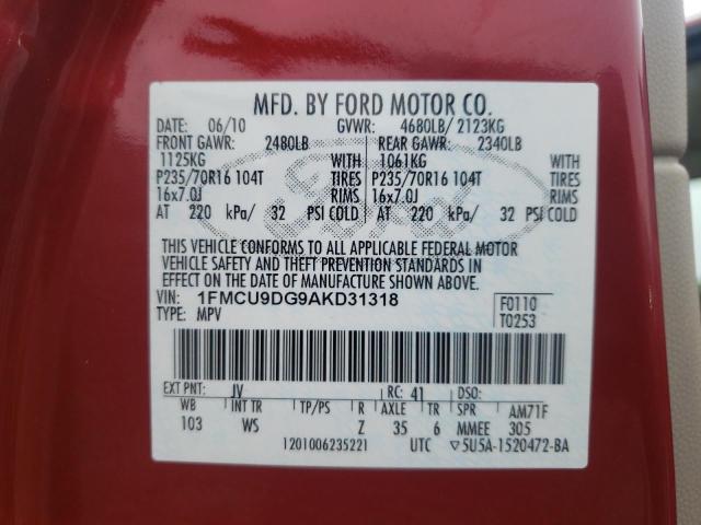 Photo 11 VIN: 1FMCU9DG9AKD31318 - FORD ESCAPE XLT 