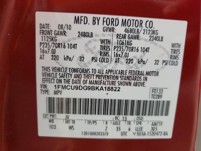 Photo 9 VIN: 1FMCU9DG9BKA18822 - FORD ESCAPE XLT 