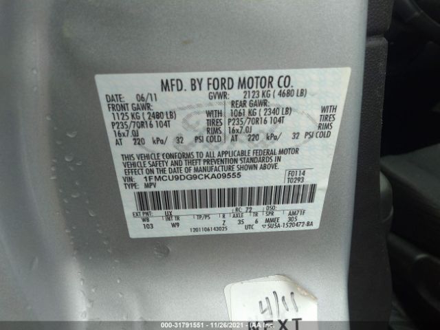 Photo 8 VIN: 1FMCU9DG9CKA09555 - FORD ESCAPE 