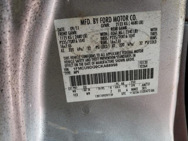 Photo 9 VIN: 1FMCU9DG9CKA88998 - FORD ESCAPE XLT 