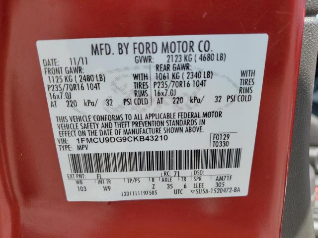 Photo 12 VIN: 1FMCU9DG9CKB43210 - FORD ESCAPE XLT 