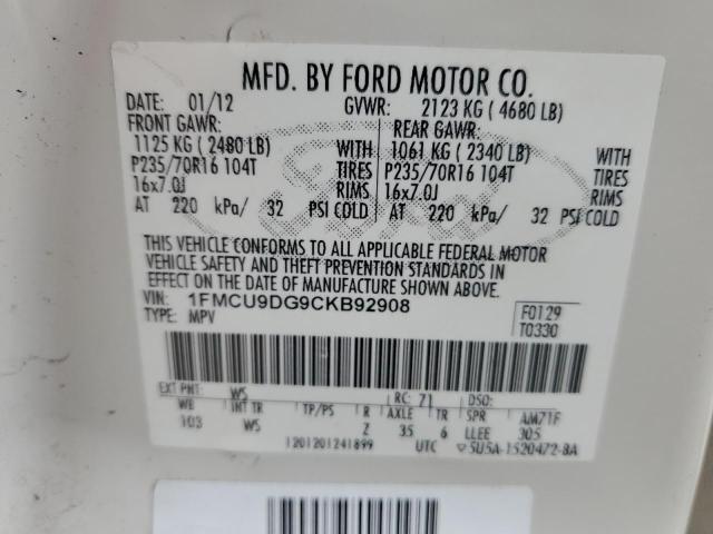 Photo 12 VIN: 1FMCU9DG9CKB92908 - FORD ESCAPE XLT 