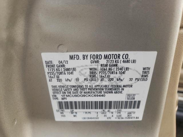 Photo 9 VIN: 1FMCU9DG9CKC69440 - FORD ESCAPE XLT 