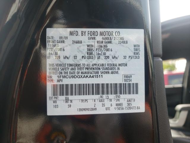 Photo 9 VIN: 1FMCU9DGXAKA41511 - FORD ESCAPE XLT 