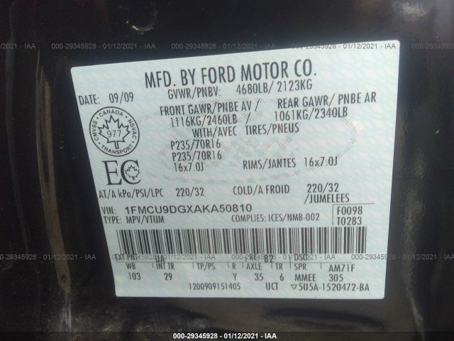 Photo 8 VIN: 1FMCU9DGXAKA50810 - FORD ESCAPE 