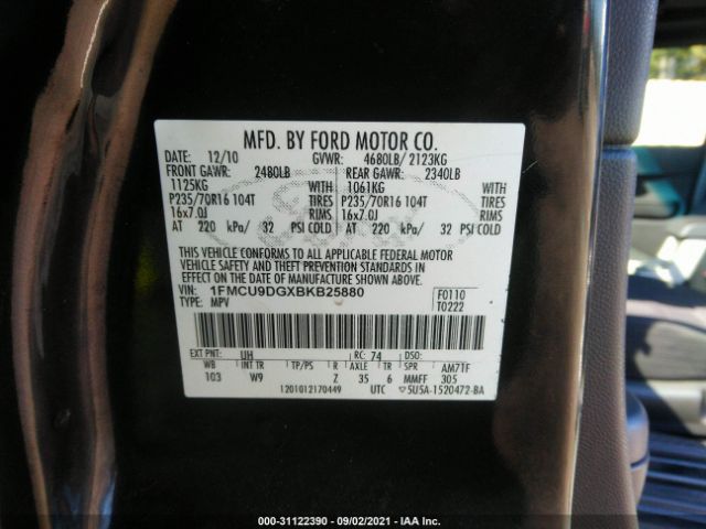 Photo 8 VIN: 1FMCU9DGXBKB25880 - FORD ESCAPE 