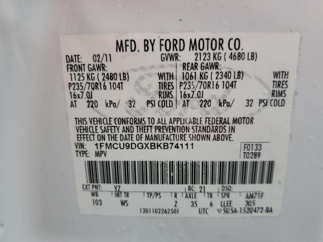 Photo 12 VIN: 1FMCU9DGXBKB74111 - FORD ESCAPE XLT 