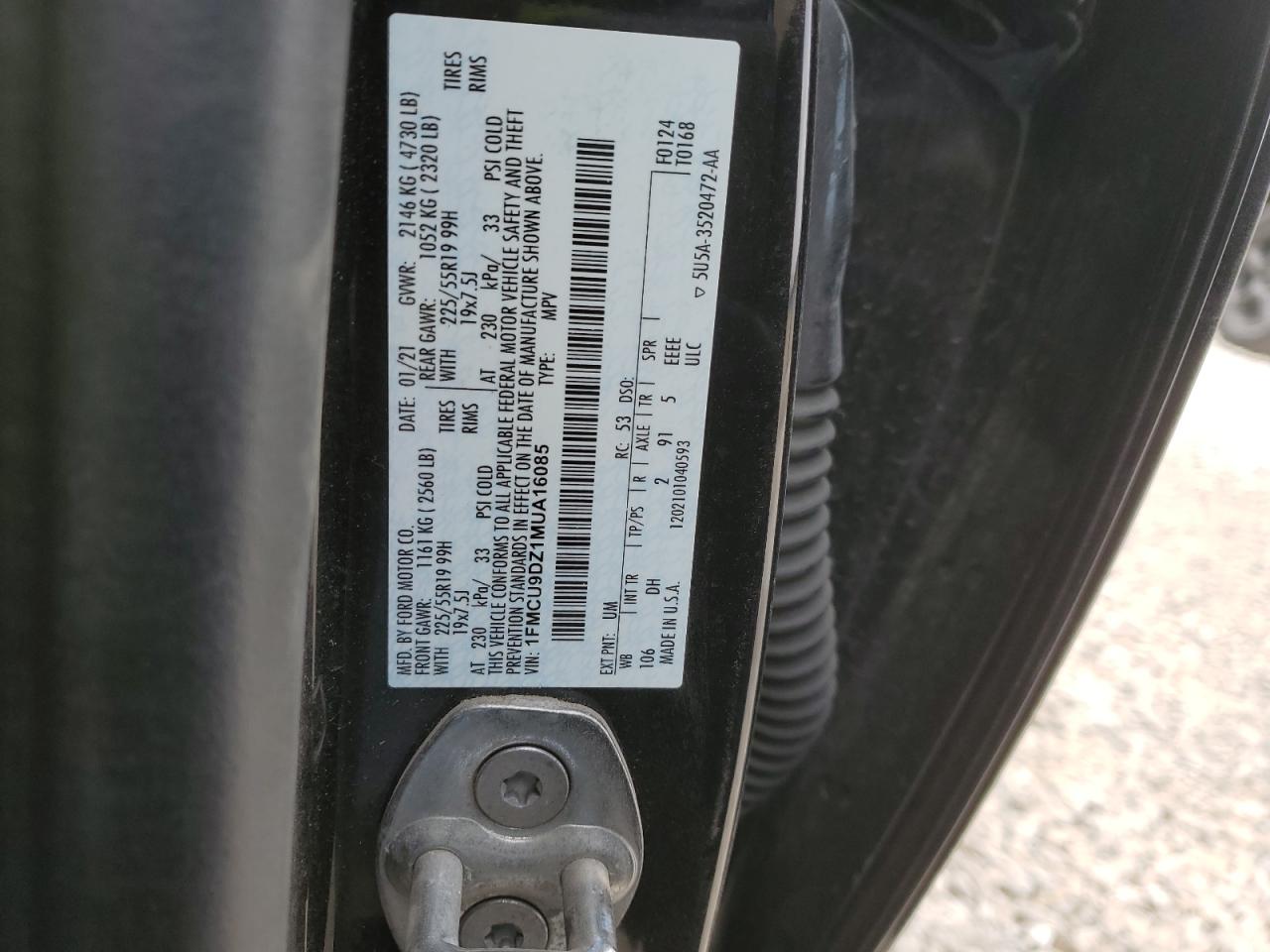 Photo 13 VIN: 1FMCU9DZ1MUA16085 - FORD ESCAPE 