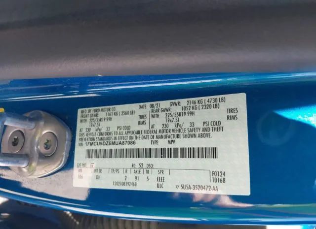 Photo 8 VIN: 1FMCU9DZ6MUA87086 - FORD ESCAPE HYBRID 