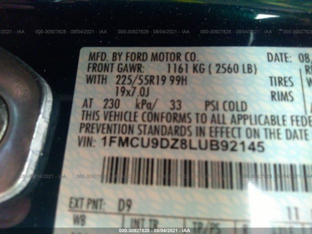 Photo 8 VIN: 1FMCU9DZ8LUB92145 - FORD ESCAPE 