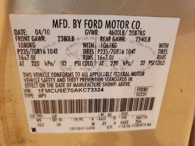 Photo 9 VIN: 1FMCU9E70AKC73324 - FORD ESCAPE LIM 