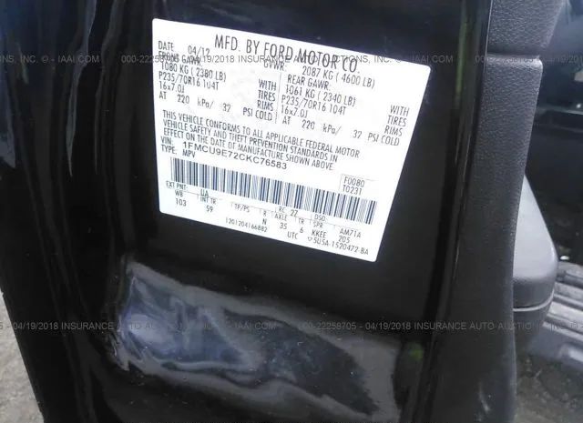 Photo 8 VIN: 1FMCU9E72CKC76583 - FORD ESCAPE 