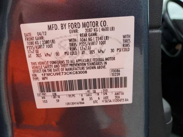 Photo 11 VIN: 1FMCU9E73CKC83008 - FORD ESCAPE LIM 