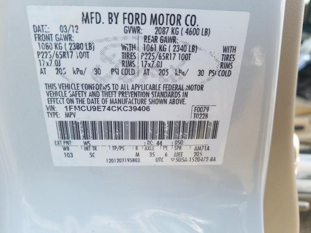 Photo 9 VIN: 1FMCU9E74CKC39406 - FORD ESCAPE LIM 