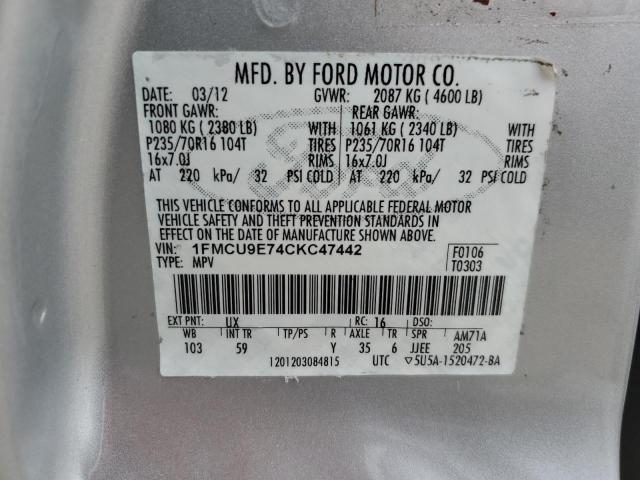 Photo 12 VIN: 1FMCU9E74CKC47442 - FORD ESCAPE 