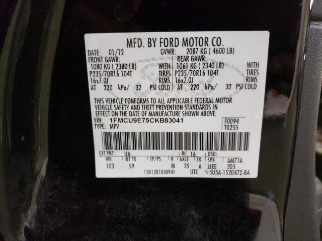 Photo 9 VIN: 1FMCU9E75CKB83041 - FORD ESCAPE LIM 