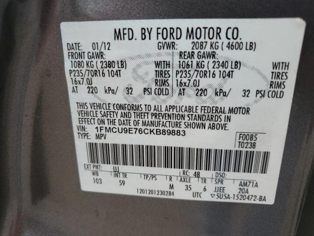 Photo 12 VIN: 1FMCU9E76CKB89883 - FORD ESCAPE LIM 