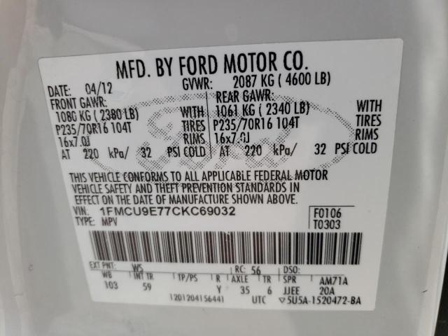 Photo 9 VIN: 1FMCU9E77CKC69032 - FORD ESCAPE LIM 