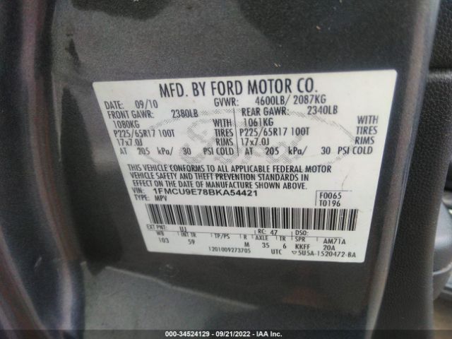 Photo 8 VIN: 1FMCU9E78BKA54421 - FORD ESCAPE 