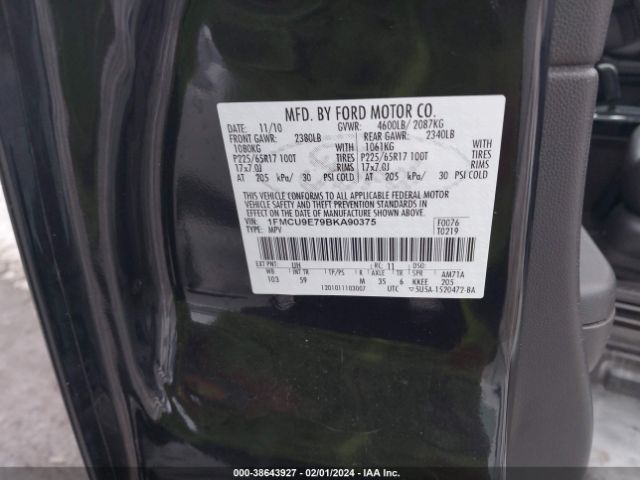 Photo 8 VIN: 1FMCU9E79BKA90375 - FORD ESCAPE 