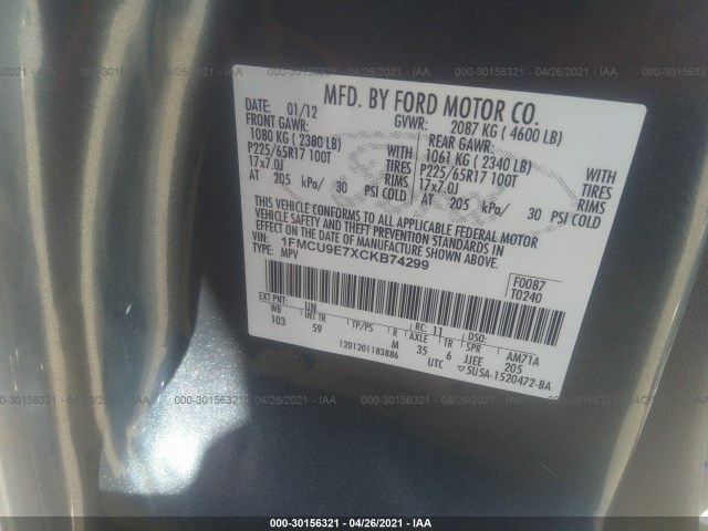 Photo 8 VIN: 1FMCU9E7XCKB74299 - FORD ESCAPE 