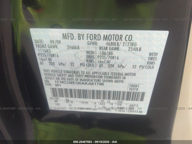 Photo 8 VIN: 1FMCU9EG0AKA61796 - FORD ESCAPE 