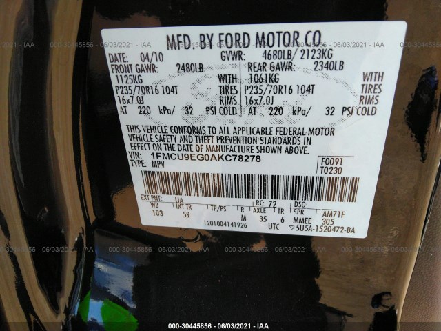 Photo 8 VIN: 1FMCU9EG0AKC78278 - FORD ESCAPE 