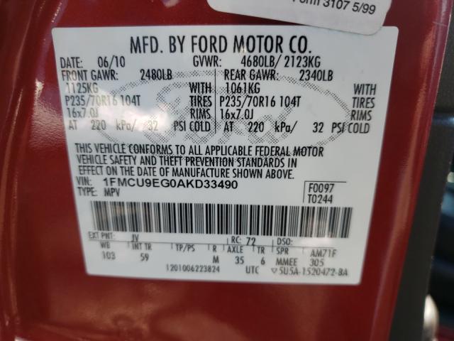 Photo 9 VIN: 1FMCU9EG0AKD33490 - FORD ESCAPE 