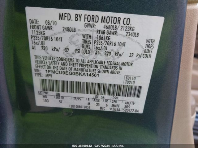 Photo 8 VIN: 1FMCU9EG0BKA14561 - FORD ESCAPE 