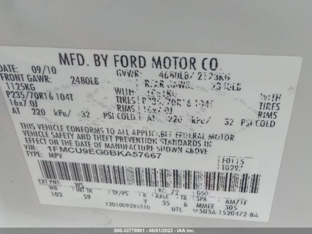 Photo 8 VIN: 1FMCU9EG0BKA57667 - FORD ESCAPE 