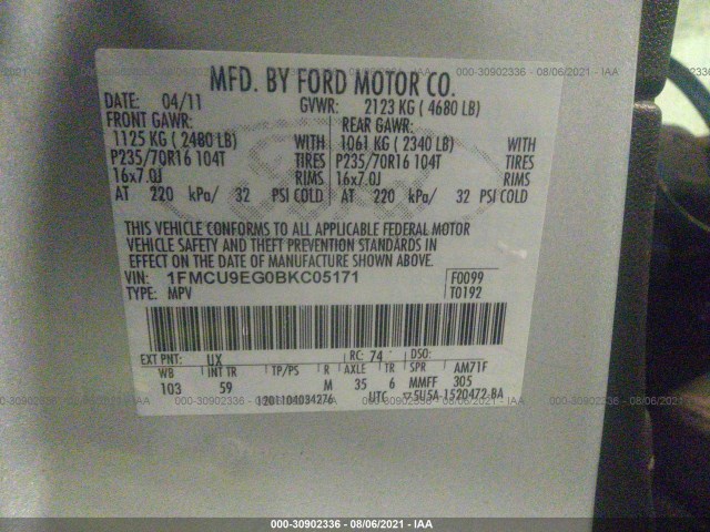 Photo 8 VIN: 1FMCU9EG0BKC05171 - FORD ESCAPE 