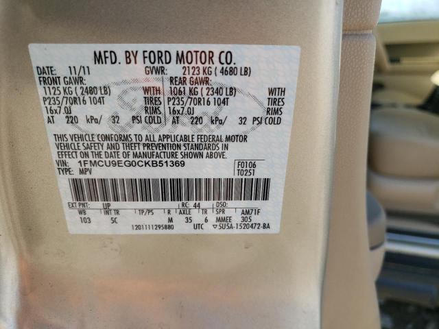 Photo 12 VIN: 1FMCU9EG0CKB51369 - FORD ESCAPE 