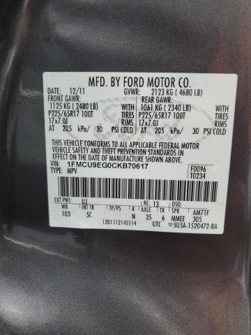 Photo 12 VIN: 1FMCU9EG0CKB70617 - FORD ESCAPE LIM 