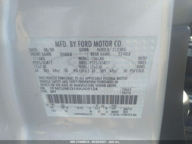 Photo 8 VIN: 1FMCU9EG1AKA05124 - FORD ESCAPE 