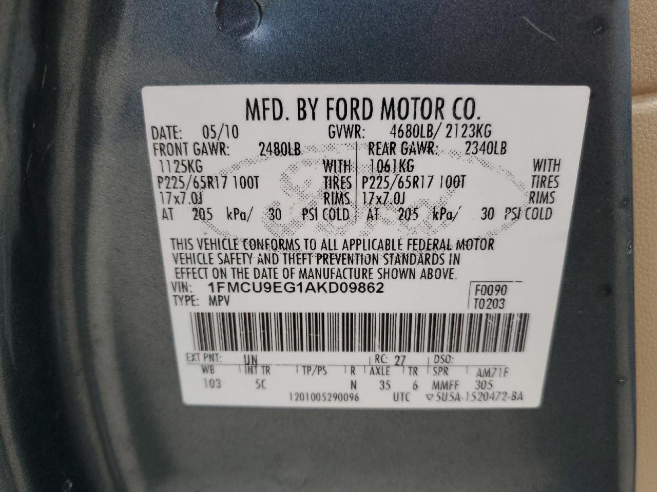 Photo 23 VIN: 1FMCU9EG1AKD09862 - FORD ESCAPE LIM 