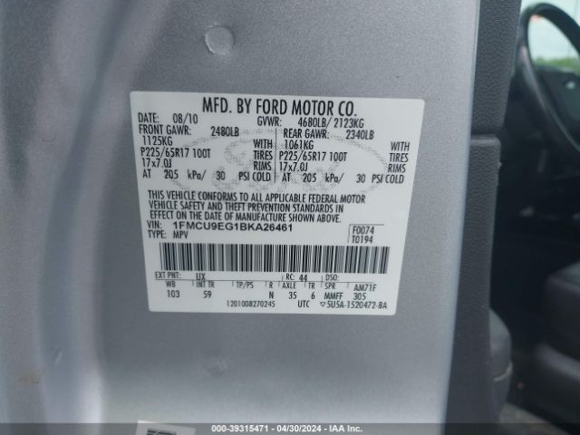 Photo 8 VIN: 1FMCU9EG1BKA26461 - FORD ESCAPE 