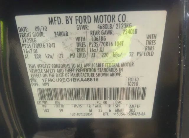 Photo 8 VIN: 1FMCU9EG1BKA48816 - FORD ESCAPE 