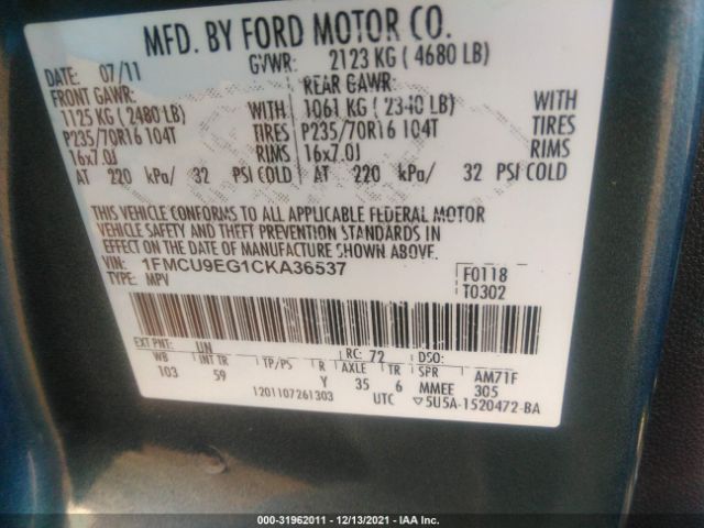 Photo 8 VIN: 1FMCU9EG1CKA36537 - FORD ESCAPE 