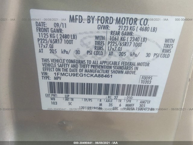 Photo 8 VIN: 1FMCU9EG1CKA88461 - FORD ESCAPE 