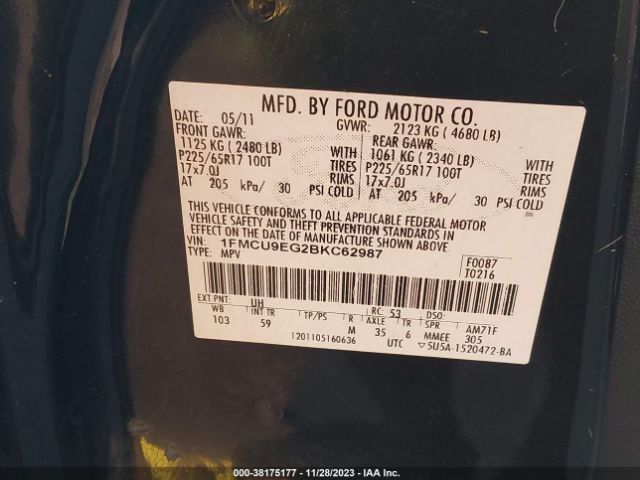 Photo 8 VIN: 1FMCU9EG2BKC62987 - FORD ESCAPE 