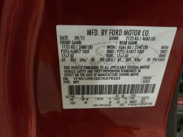 Photo 12 VIN: 1FMCU9EG2CKA76223 - FORD ESCAPE LIM 