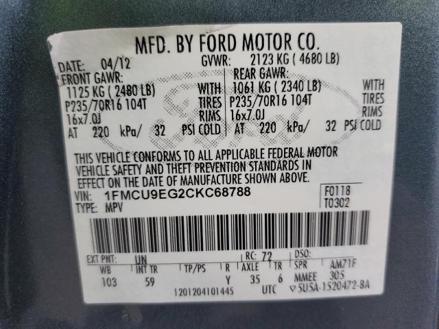 Photo 11 VIN: 1FMCU9EG2CKC68788 - FORD ESCAPE 