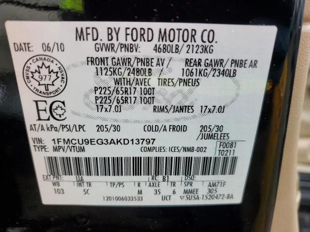 Photo 12 VIN: 1FMCU9EG3AKD13797 - FORD ESCAPE LIM 