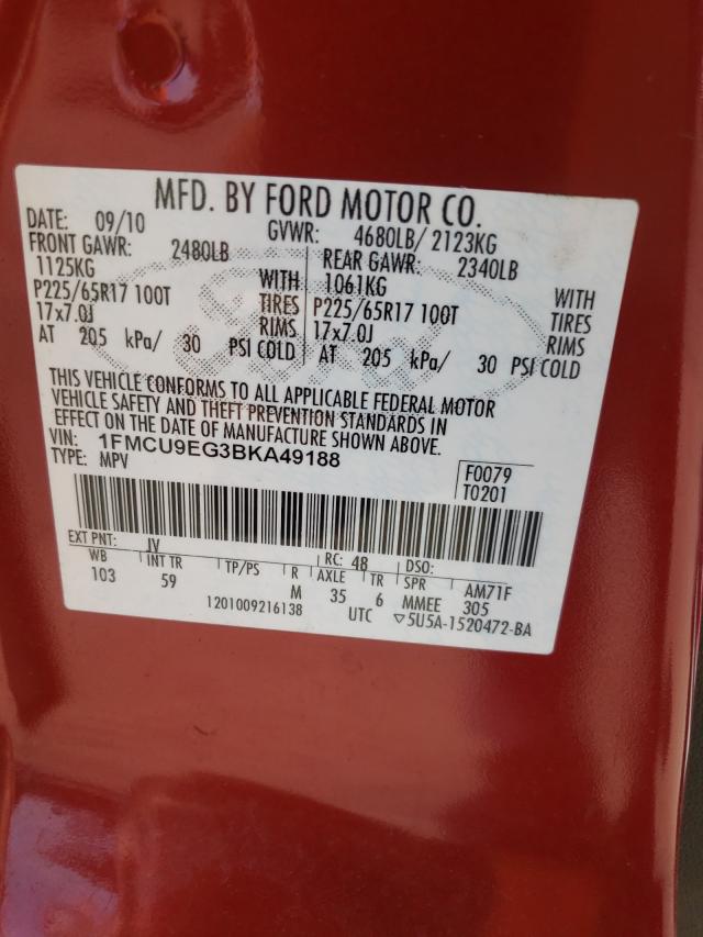 Photo 9 VIN: 1FMCU9EG3BKA49188 - FORD ESCAPE LIM 